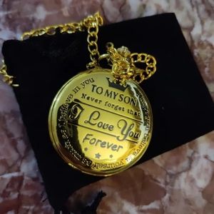 New gold color Son quartz Pocket Watch